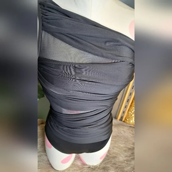 Miraclesuit • Black Sexy Ruched Slimming One Shoulder One Piece Swimsuit Summer